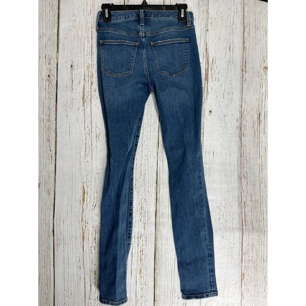 Universal Thread Skinny Ripped Jeans Womens Size 00 Dark Blue High Rise Stretch